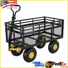 1400lbs 2-in-1 Utility Yard Cart Heavy Duty Garden Cart Wagon w/ Removable Side