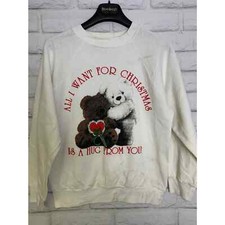 H. Wolf Teddy Bear Hugging Christmas sweater Made in USA S/M