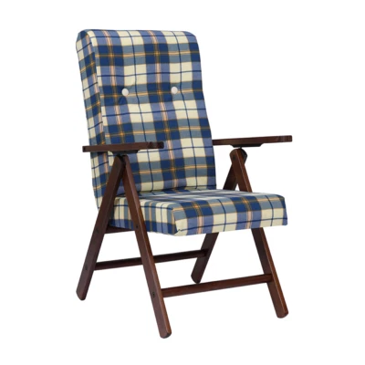 Fauteuil inclinable en hêtre tissu bleu MOLISANA - Photo 1/4