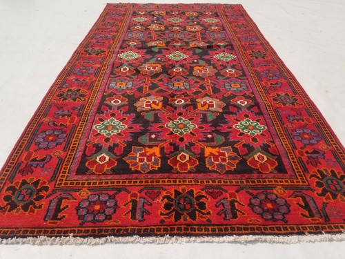Vintage Hand Made Traditional Oriental Wool Multicolor Rug 221x116cm