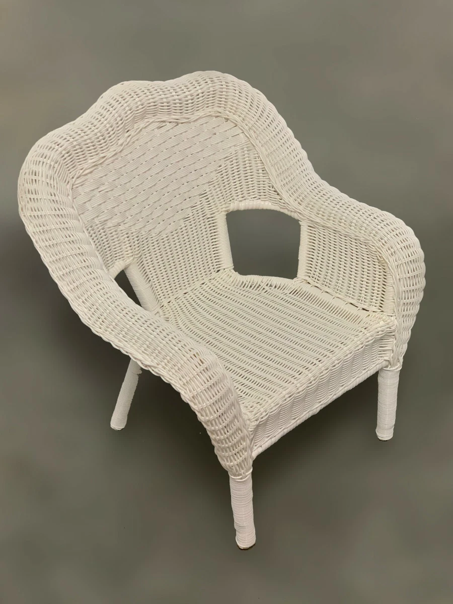 Children s White Wicker Chair PVC Wicker Posing Chair Easy to Clean