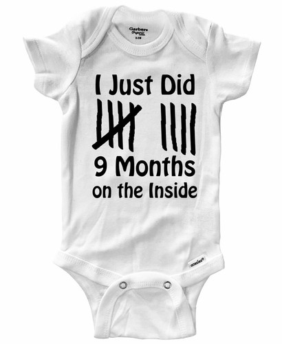 Funny Cute gift Just Did 9 Months Baby Bodysuit One-Piece Infant Clothes Newborn - Picture 4 of 5