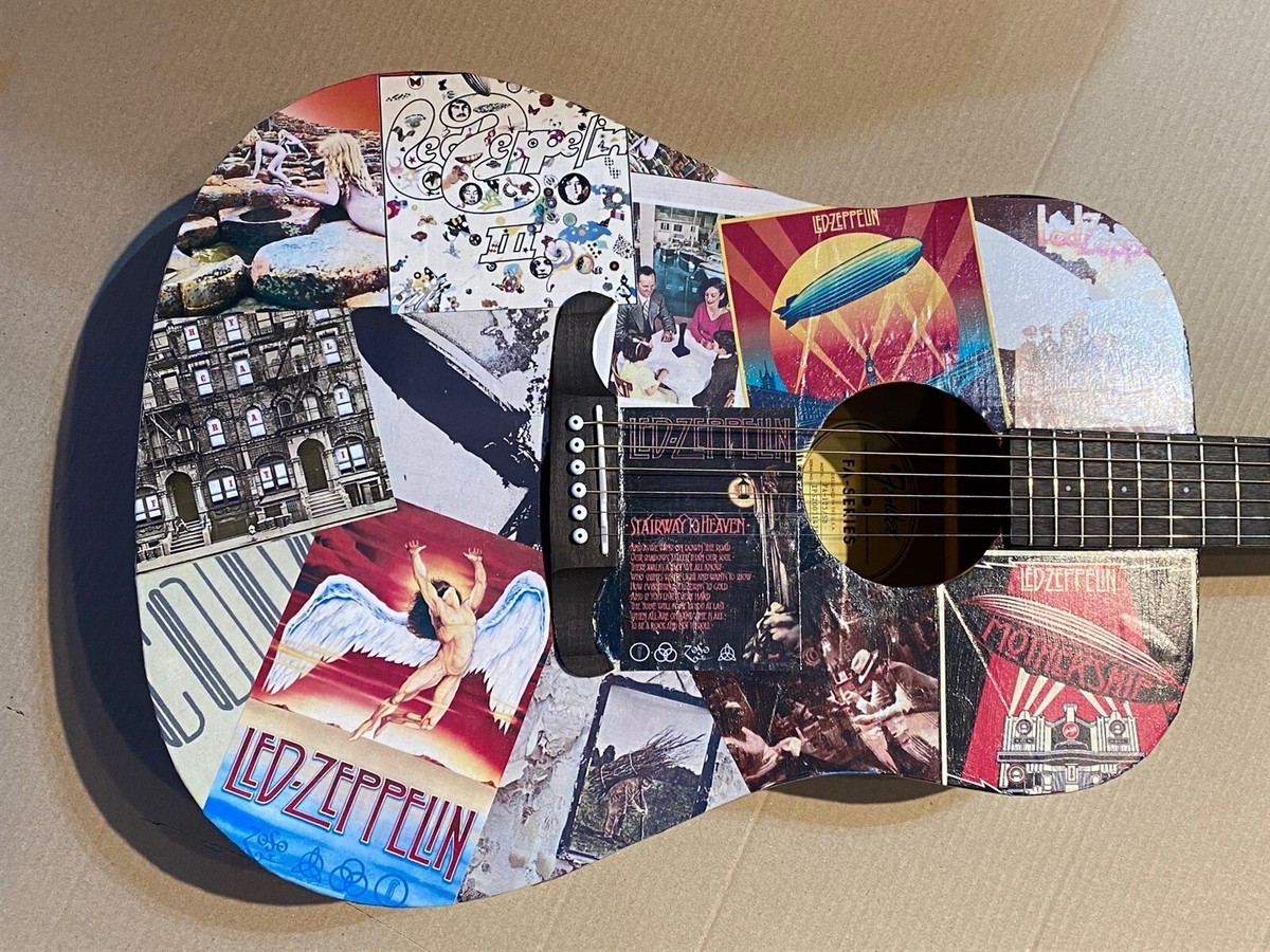 CUSTOM LED ZEPPELIN Album Zoso Swan Song Decoupage Fender FA CUSTOM LED ZEPPELIN Album Zoso Swan Song Decoupage Fender FA