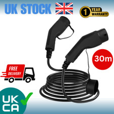 Type 2 to Type 2 EV Charging Cable Black Heavy-Duty 30M 32A 7.4kW Single Phase
