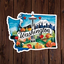 Washington sticker vinyl decal American flag state outline novelty laptop mug