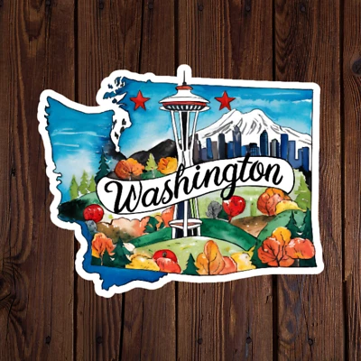 BUMBLEBEE APPAREL Washington sticker vinyl decal American flag state outline novelty laptop mug