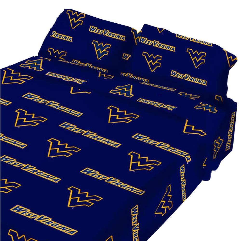 West Virginia Mountaineers 4-Piece Full Sheet Set in Tea Color - Soft and Comfy  