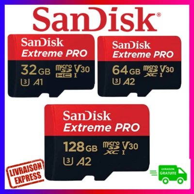 SANDISK Micro SD Ultra Extreme Pro – 32 64 128 256 512 Go – Stockage Haute Perfo