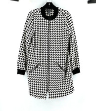 Chelsea & Theodore Women's Long Houndstooth Pockets Full Zip Jacket Size Med