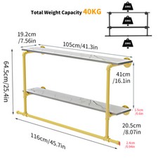 XL 2 Tier Heavy Duty Clothes Rail Hanging Long Shelving Industrial Display Rack 