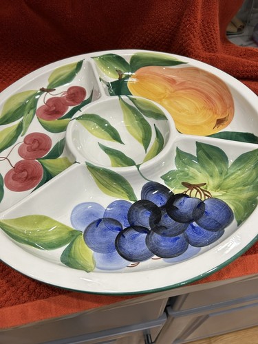 Splendido piatto rotondo 4 sezioni patatine/frutta/verdura design frutta Italia 16" - Foto 7 di 10