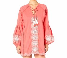 $120 Show Me Your Mumu Women's Red Embroidered Claudine Tunic Dress Size Medium