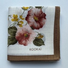 JAPAN HANDKERCHIEF WOMEN'S VINTAGE ART FLORAL POCKET SQUARE COTTON 18" A0164 