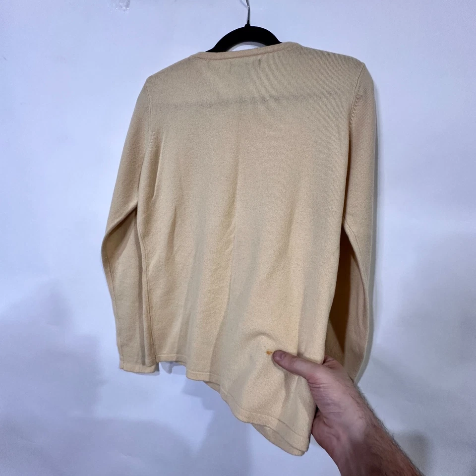 Suéter Country Shop Mujer Talla M Crema 100% Cachemira Tejido Pullover **LEER Foto 4 de 4