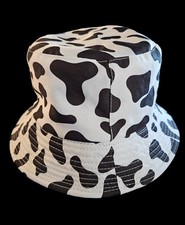 Cow Print Bucket Hat Reversible Black White Hat