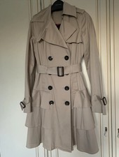 Classic Beige Ruffle Hem Trench Coat Mac Love Label Uk 8