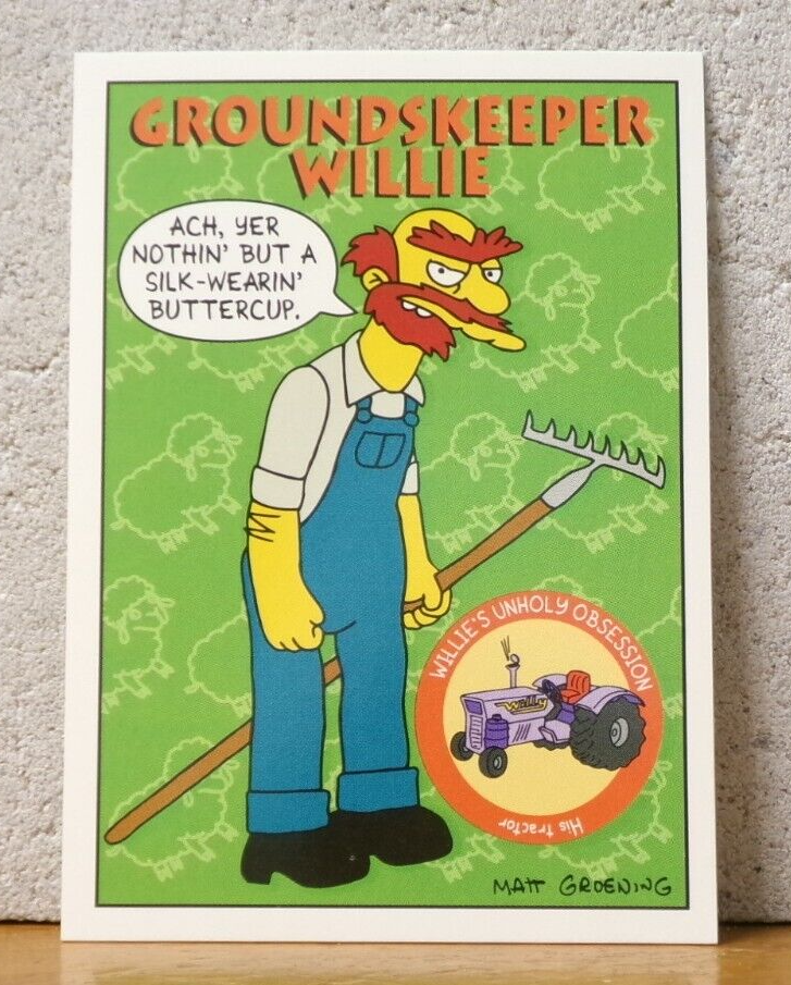 COOL PICTURE ON OLDER THE SIMPSONS TRADING CARD - GROUNDSKEEPER