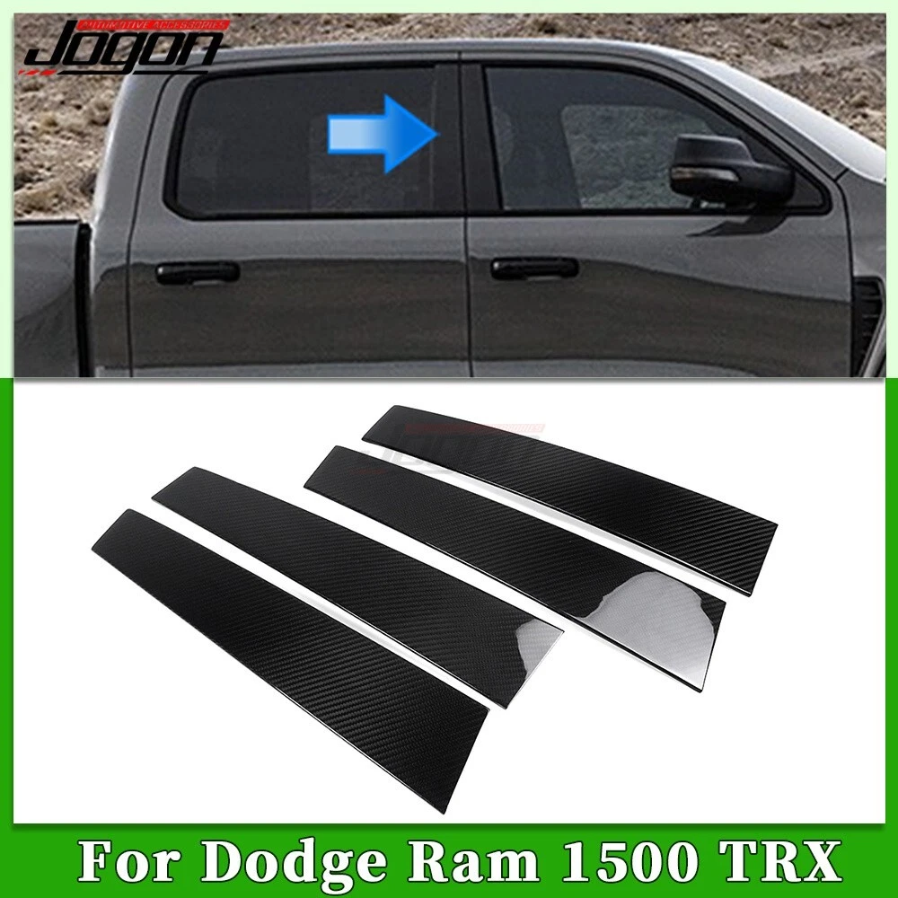 Dry Carbon Fiber Window B Pillar Post Covers Trim For Dodge Ram 1500 TRX 2019-24 - 第 1 张/共 14 张