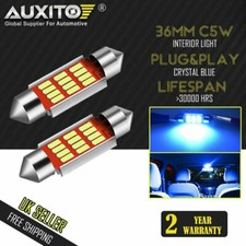 2x CAR 12V LED 36MM FESTOON INTERIOR BLUE LIGHT BULB SMD AUTO DOME AUXITO