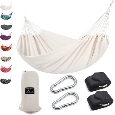 Hamaca Doble Con 2 Correas Para Arboles Hamaca De Lona Suave, Color Beige NUEVO