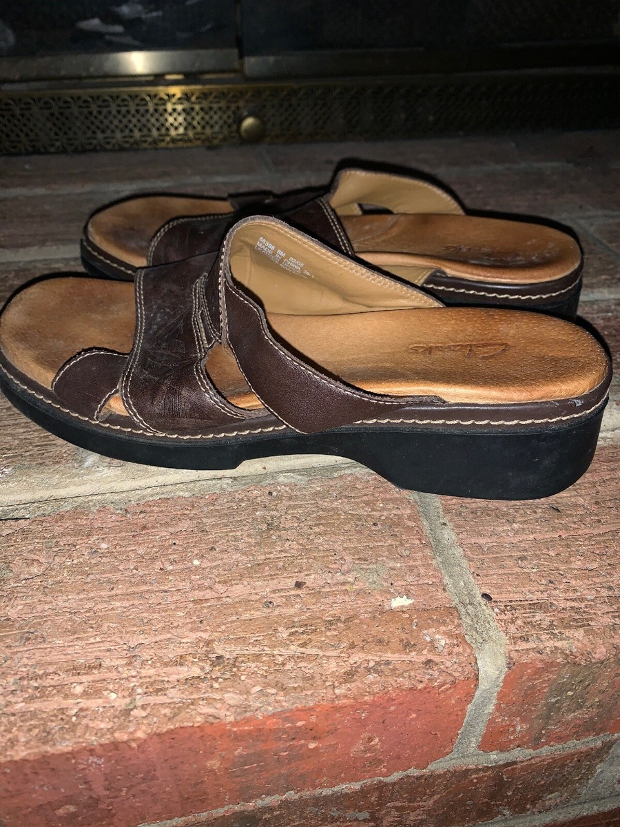 Clark's Jesus Genuine Leather Mules Sandals Criss Cross Clogs Size Clark's Jesus Genuine Leather Mules Sandals Criss Cross Clogs Size