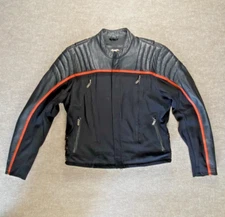 Harley Davidson Race Jacket Men’s  Med  Leather & Canvas ~Orange Stripe ~ 2001