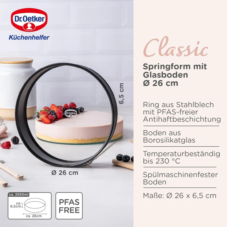 Dr. Oetker Classic Springform mit Glasboden – Backform, Kuchenform, Kuchen - Bild 2 von 4