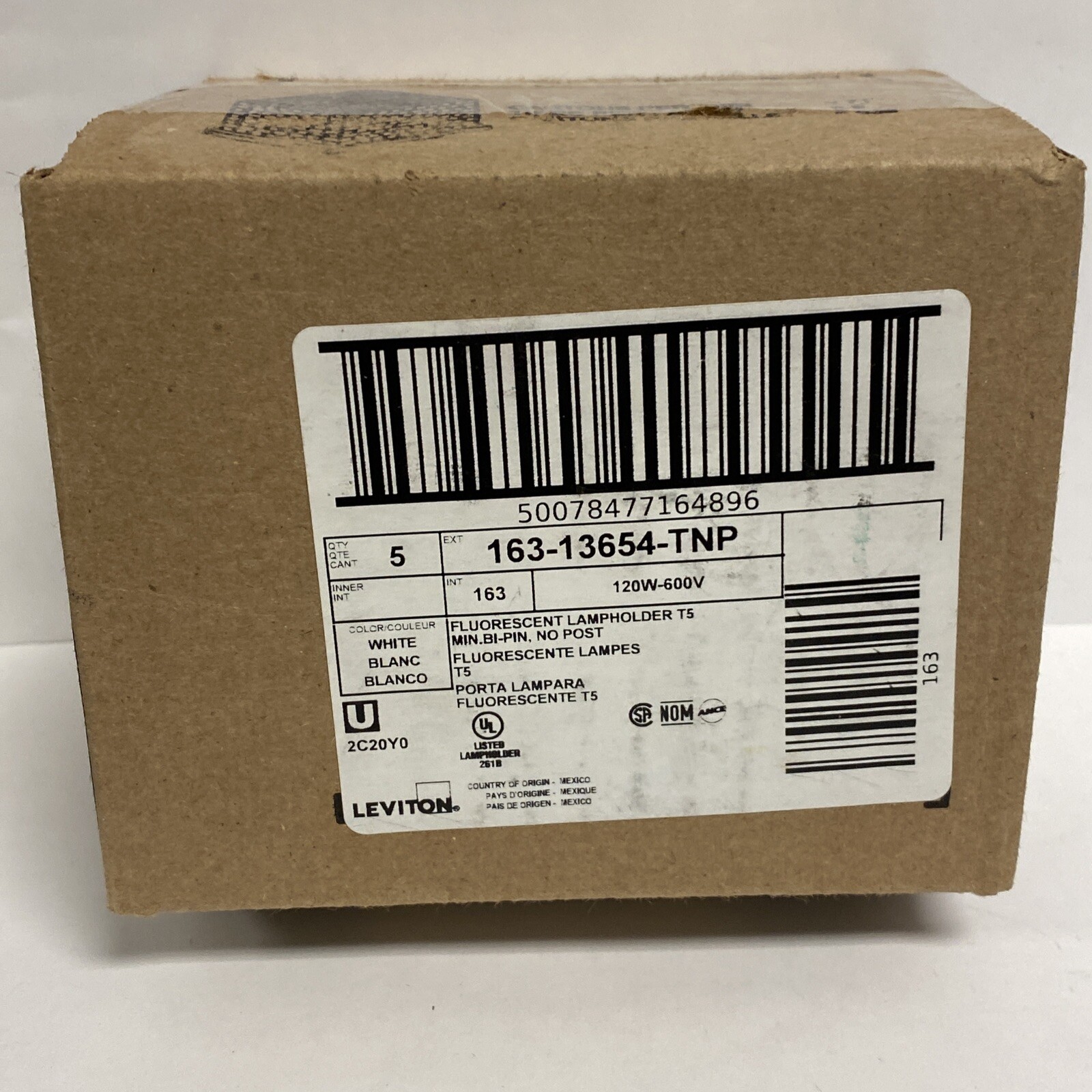 Leviton 163-13654-tnp Fluorescent Lamp Holder 120w 600v for sale  