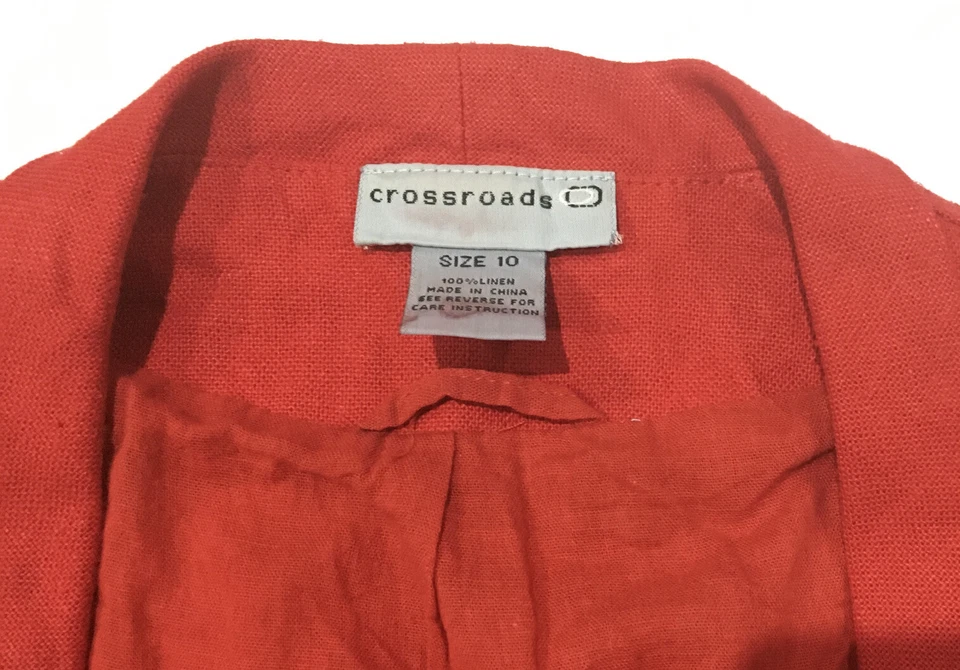 Crossroads Red Linen Bolero Jacket Short Size 10 - image 3 of 3