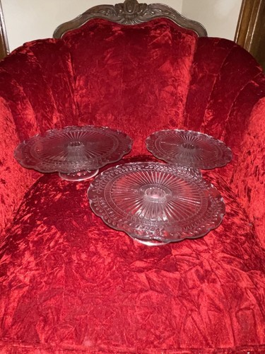 Southern Living at Home Charleston Cake Pedestal Ruffle Edge Vine Trio 8” 10” 12 - Picture 6 of 7