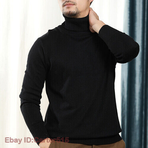 Sweater Men's Turtleneck Wool Blend Lapel Loose Large Size Bottoming Tops - Imagen 24 de 33