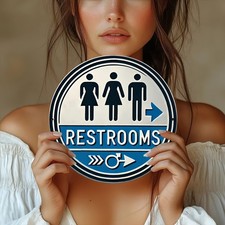 Vintage Style Round Aluminum Restroom Tin Metal Signs Home D cor 8x8