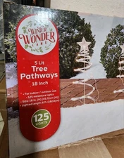 Winter Wonder Lane Clear Spiral Tree 5-Piece Pathway Markers 18 in 125 Lights