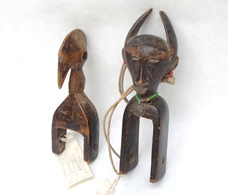 (x2) Antique Senufo Baulé Heddle Pulley West African Tribal Art MG114