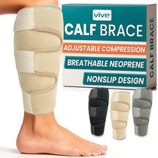 Calf Brace Adjustable Shin Splint Support Compression Wrap Pain Relief Beige