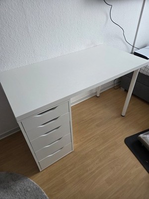 IKEA Schreibtisch weiß   ALEX Schubladen + LINNMON Platte   stabil