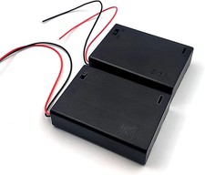 2PCS Wire Lead Cable Plastic 3 x 1.5V AA Batteries Cell Box Holder Case Black