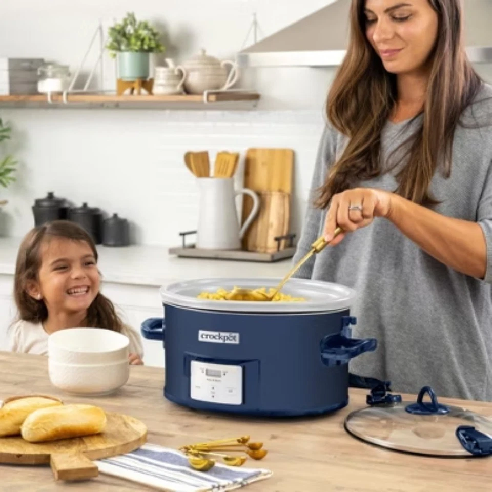 Panela lenta Crock-Pot 7 qt Cook & Carry - One Touch programável, azul - Imagem 2 de 4