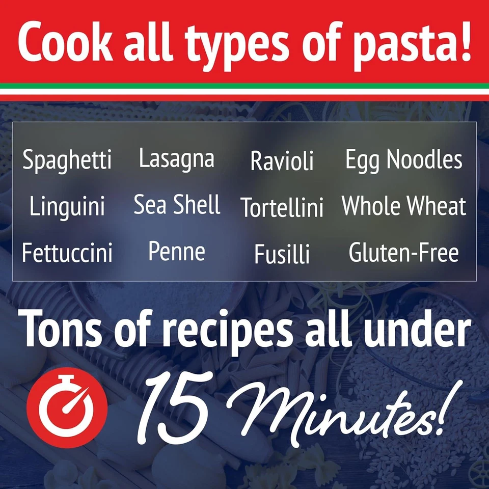 Microwave Pasta Cooker, Uncoated- The Original Fasta Pasta (Red)- Quickly Cooks - Image 4 of 4