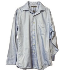 GEOFFREY BEENE Button Up Shirt Men's Sz 15 1/2 - 32/33 Blue Wrinkle Free Classic
