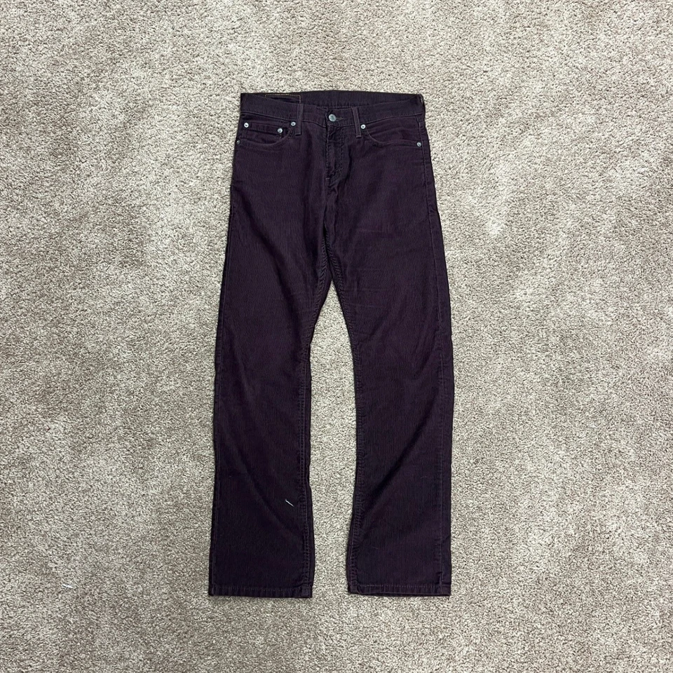 Pantalones de pana para hombre Levi's 514 W30 L32 calce recto borgoña cómodos informales Foto 2 de 4