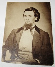 ANTIQUE CW ERA MOUNTED PHOTO HANDSOME DAPPER BEARDED YOUNG MAN NICE HEAD OF HAIR