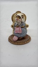 Vintage 1981 Annette Petersen Wee Forest Folk Style Knitting Mouse Figurine