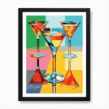 Retro Martini Pop Art Inspired 1 Ar Framed Wall Art Poster Canvas Print Picture