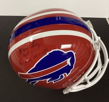Marv Levy Signed Football Helmet Replica Full Size Bills STATS Autograph HOF JSA