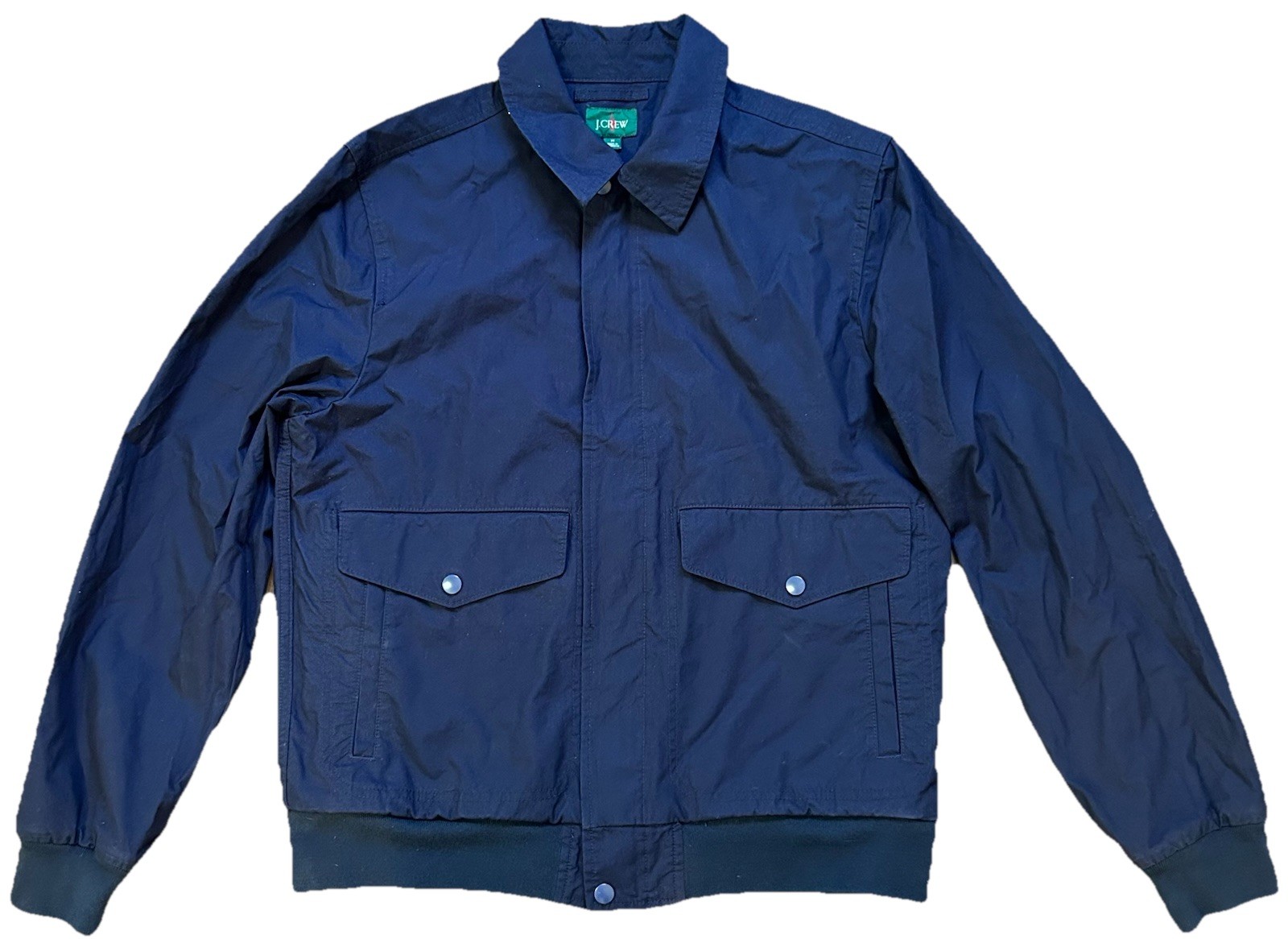 J.Crew Men's Navy Blue Flight Bomber Jacket Poplin Full Zip Sz M