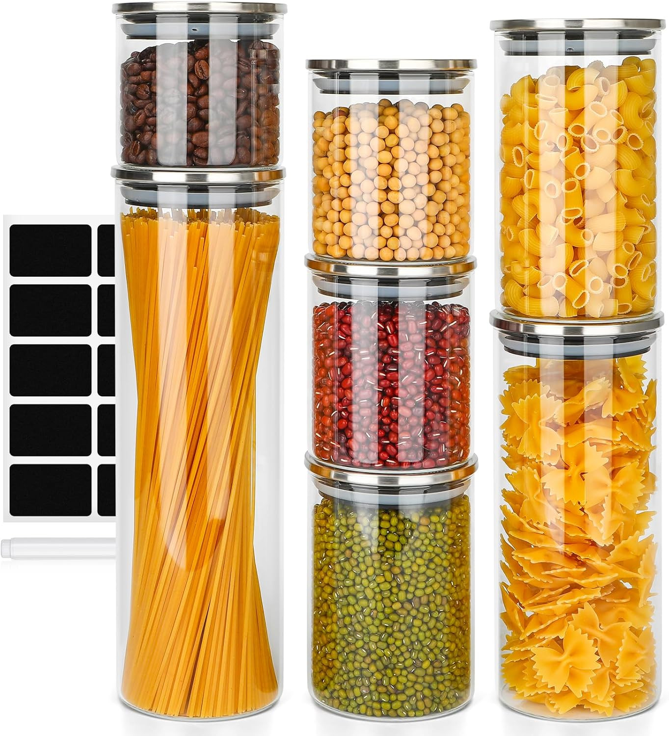 Conservazione Alimenti: Set 7 Barattoli Ermetici in Acciaio Inox AISI