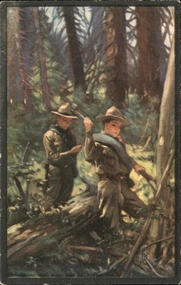 Boy Scouts blazing a trail Scout Post Card c1900s-10s Vintage Postcard bhn