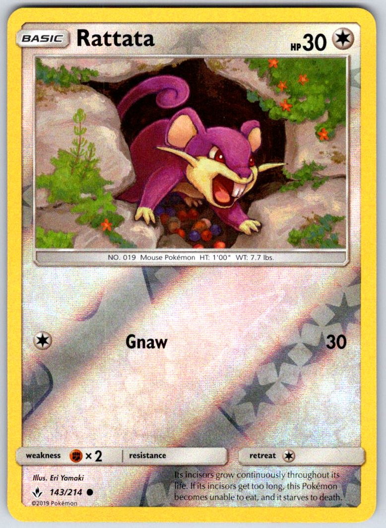 Rattata 143/214 Common Unbroken Bonds Pokemon Reverse Holo NM