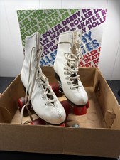 Vintage Roller Derby Women White Shoe Skates Urethane Wheels Size 6 Model 982